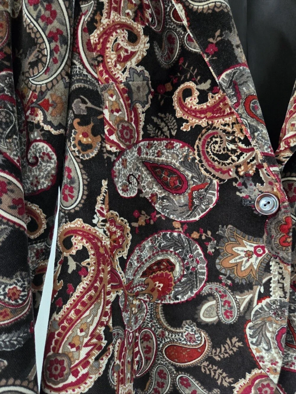 (NWT) Talbots Velvet Paisley Blazer Burgundy Black Vintage Inspired Jacket